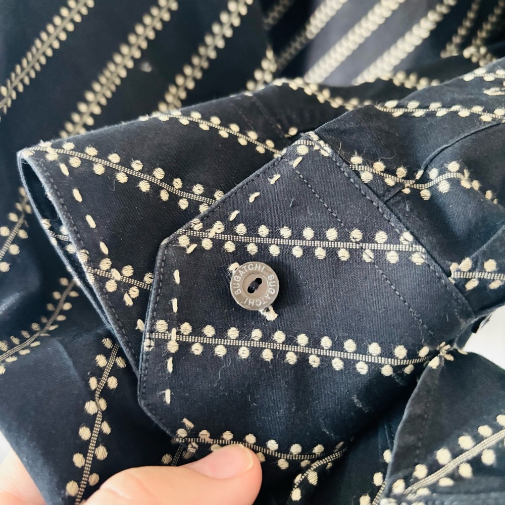 Bugatchi Uomo Black Geometric Print Button Down Shirt XL 100% Cotton - Picture 7 of 7